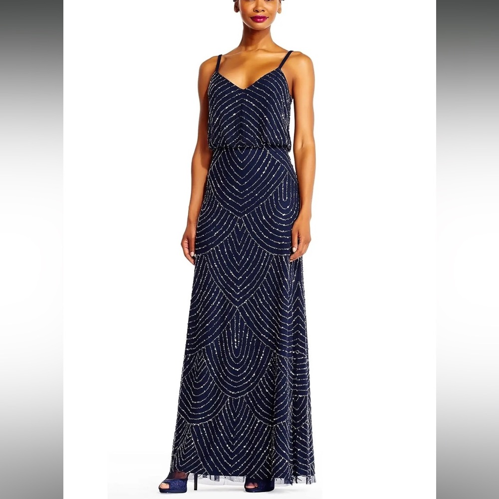 Adrianna Papell Beaded Blouson Gown